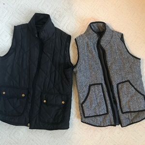 Black + Herringbone Quilted Vests